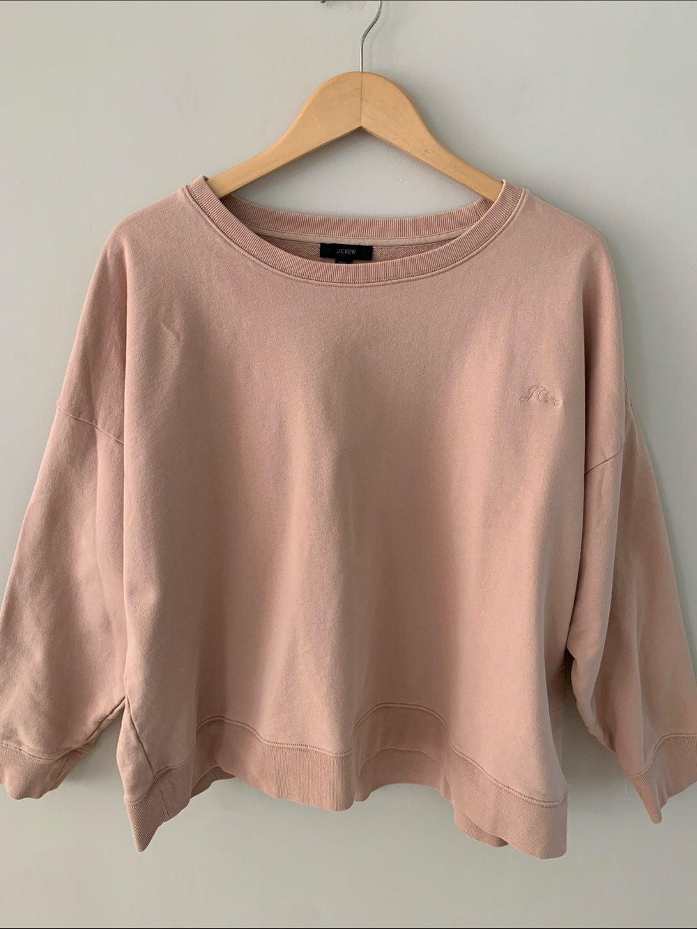 J. Crew University Terry Sweatshirt With Crew Logo Blush Pink Size XXL